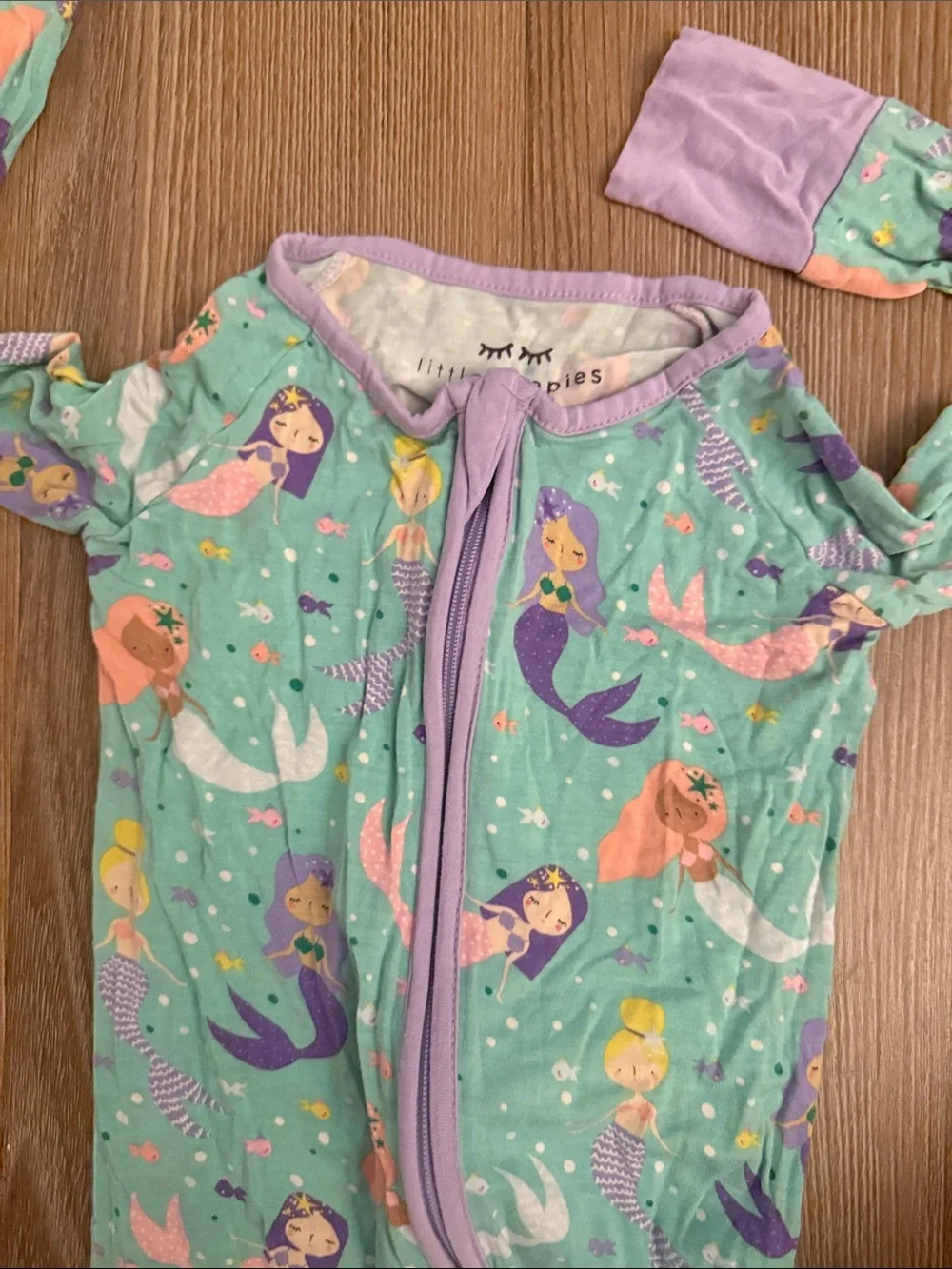 Little Sleepies convertible footie teal mermaid print - 2T